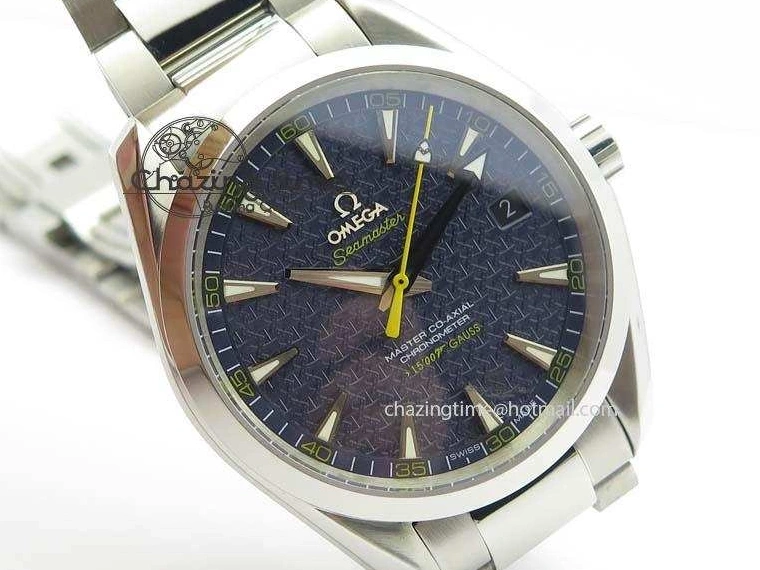 0822 QuickDry Aqua Terra ‘James Bond’ SS JHF Best Edition Blue Dial On SS Bracelet A 8203